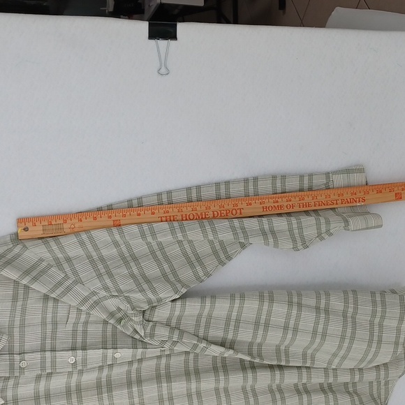 Custom Nobel House Men's Green/Grey/White Plaid Long Sleeve Cotton Shirt, XL - Picture 5 of 11